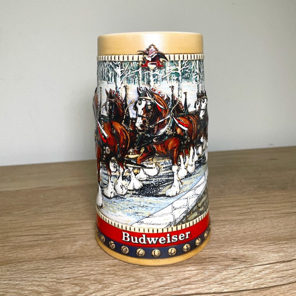 Anheuser Busch Budweiser Stein Beer Mug Bud Clydesdale 1988 Vintage Vtg